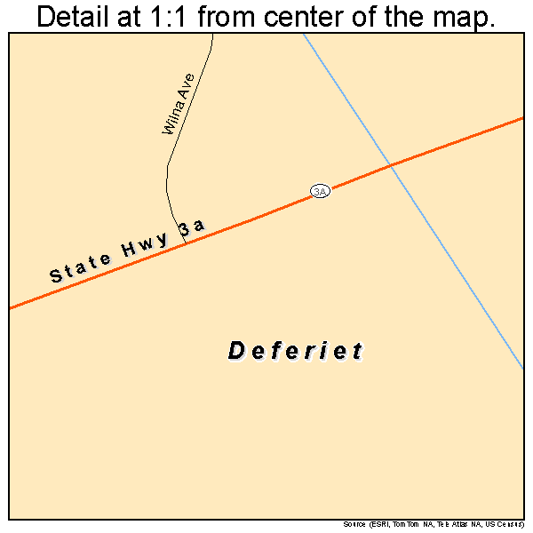 Deferiet, New York road map detail