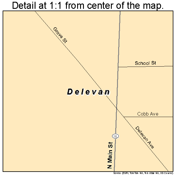 Delevan, New York road map detail