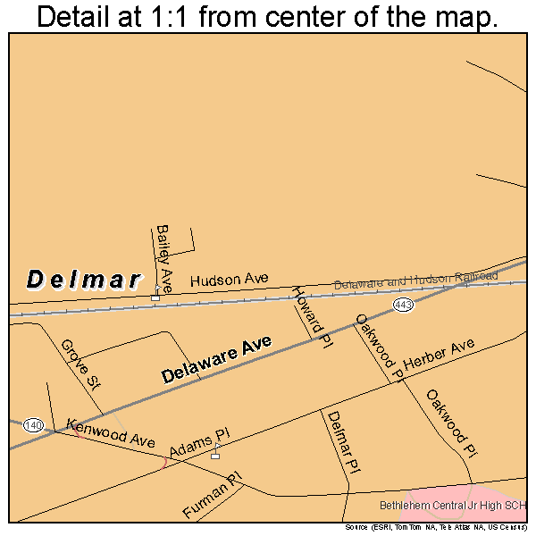 Delmar, New York road map detail