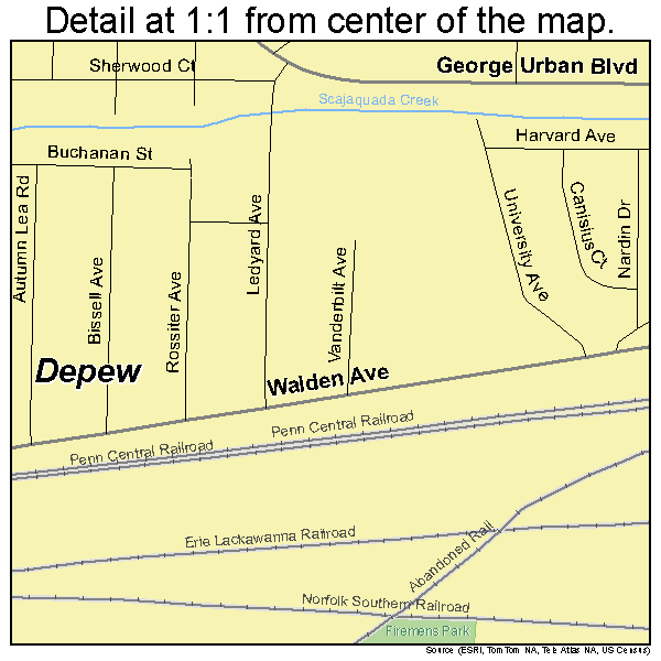 Depew, New York road map detail