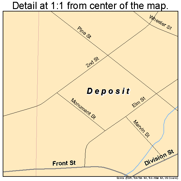 Deposit, New York road map detail