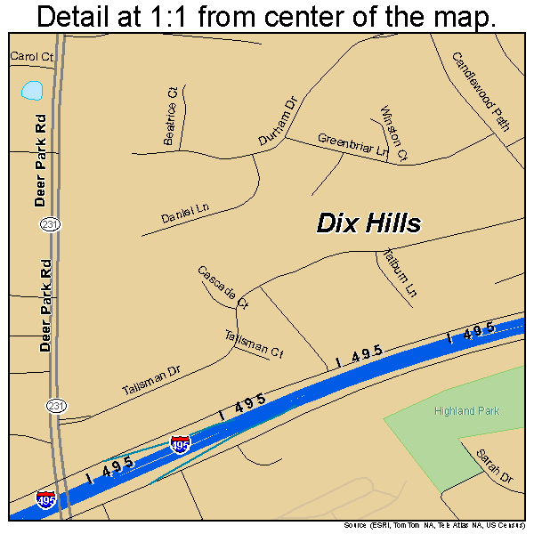 Dix Hills, New York road map detail