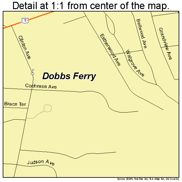 Dobbs Ferry, New York road map detail