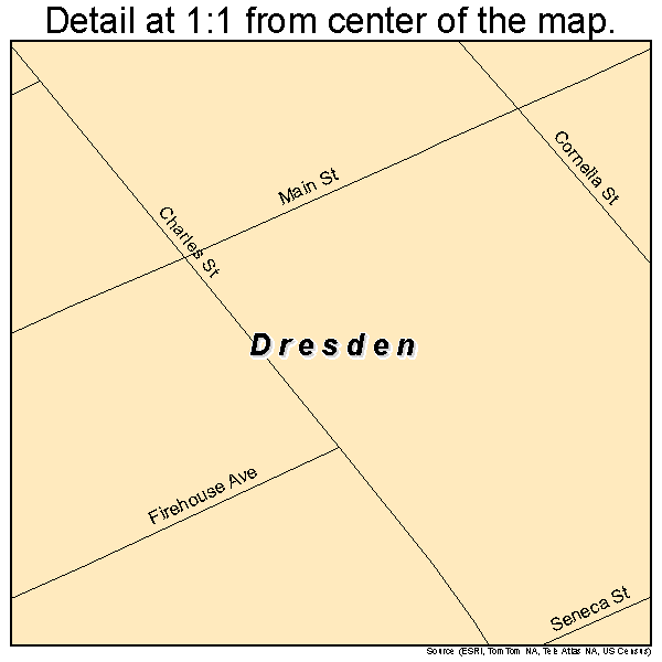Dresden, New York road map detail