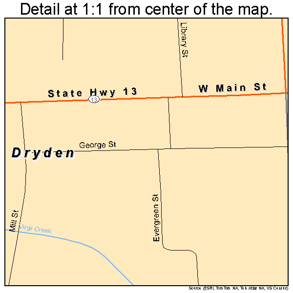 Dryden, New York road map detail