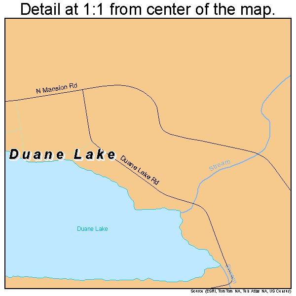 Duane Lake, New York road map detail