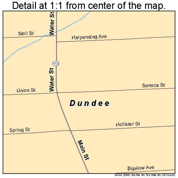 Dundee, New York road map detail