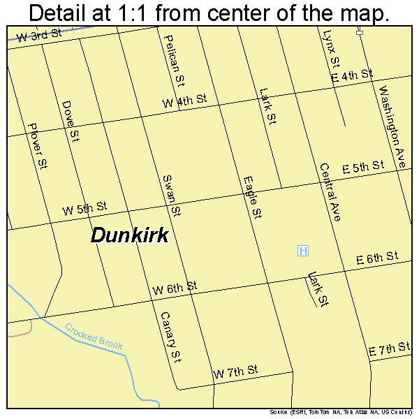 Dunkirk, New York road map detail