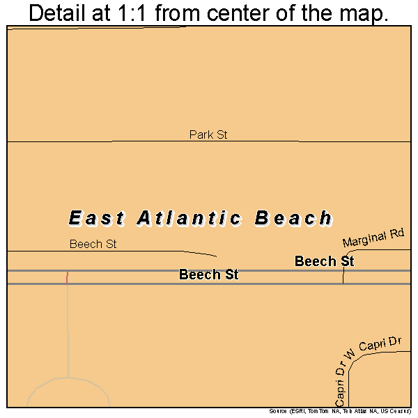 East Atlantic Beach, New York road map detail