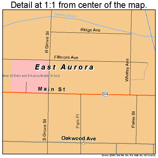 East Aurora, New York road map detail