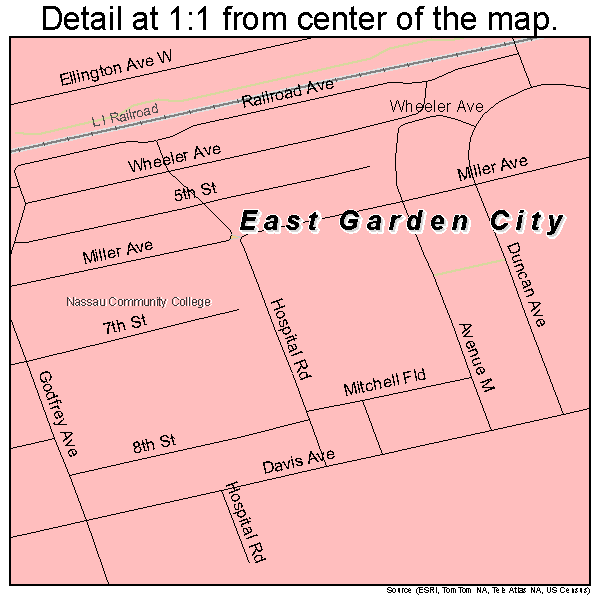 East Garden City, New York road map detail