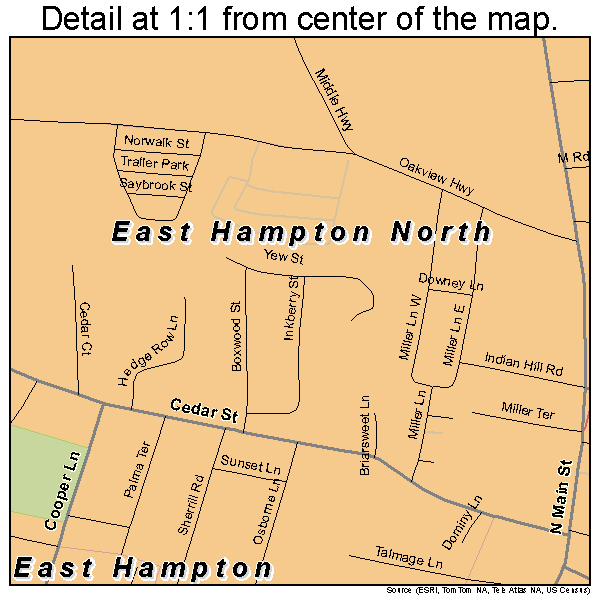 East Hampton North, New York road map detail