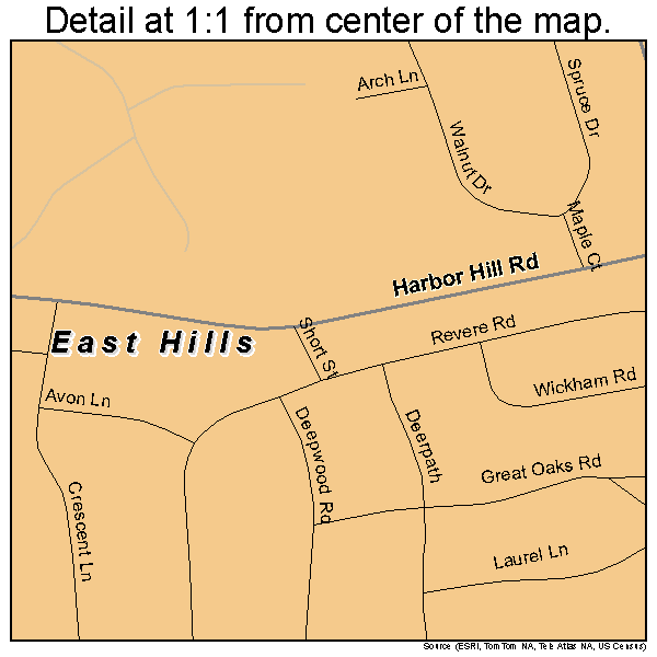 East Hills, New York road map detail