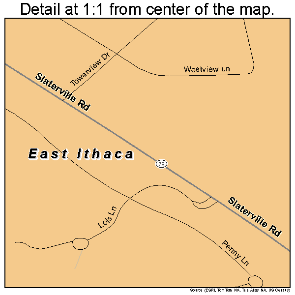 East Ithaca, New York road map detail