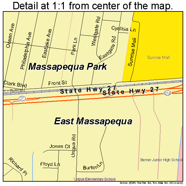 East Massapequa, New York road map detail