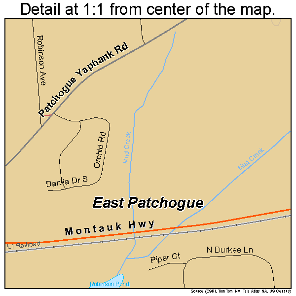 East Patchogue, New York road map detail