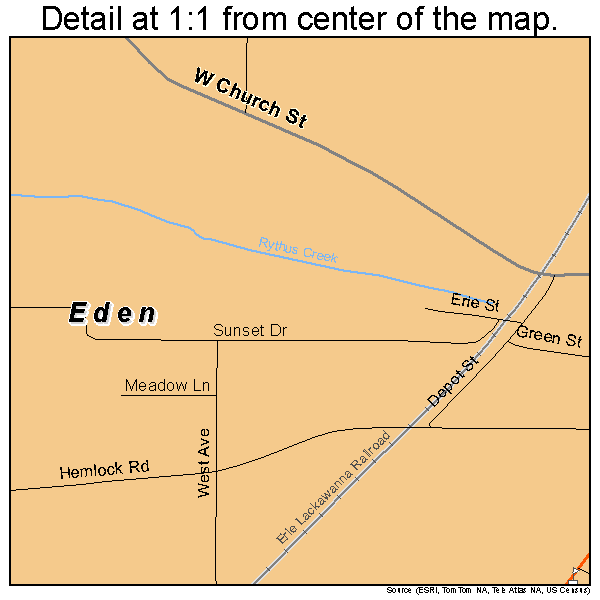 Eden, New York road map detail