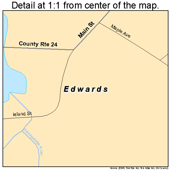 Edwards, New York road map detail