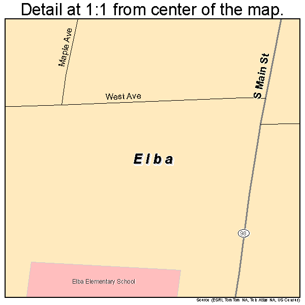 Elba, New York road map detail
