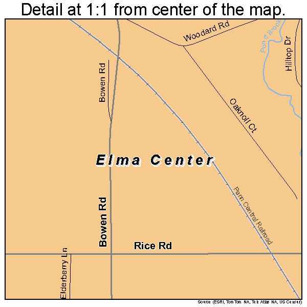 Elma Center, New York road map detail