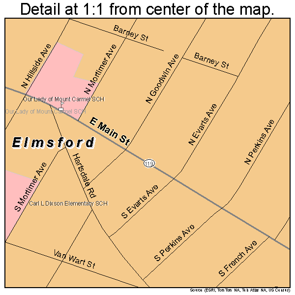 Elmsford, New York road map detail
