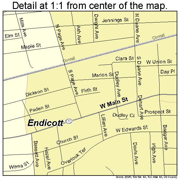 Endicott, New York road map detail