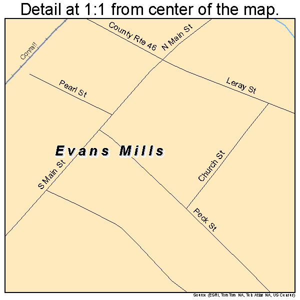 Evans Mills, New York road map detail