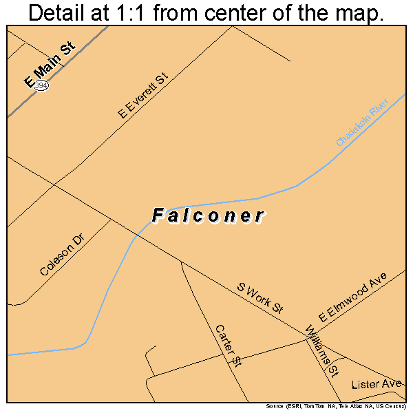 Falconer, New York road map detail