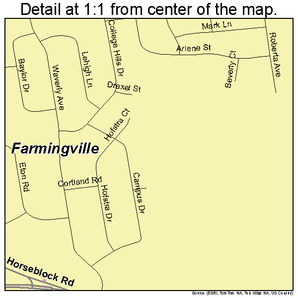 Farmingville, New York road map detail
