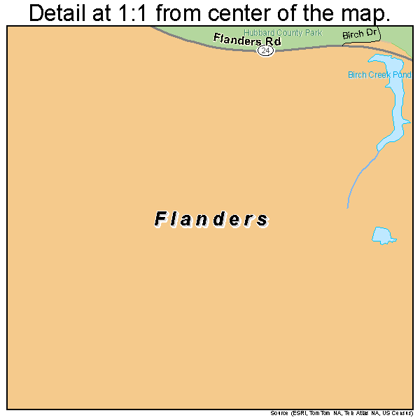 Flanders, New York road map detail