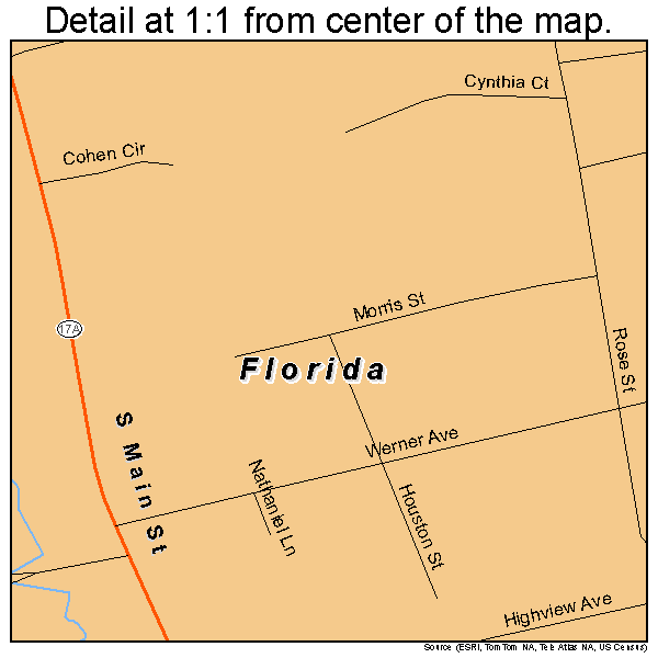Florida, New York road map detail