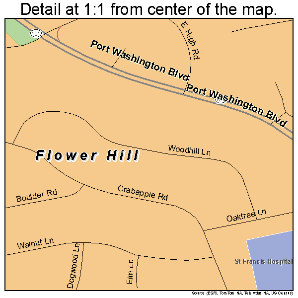 Flower Hill, New York road map detail