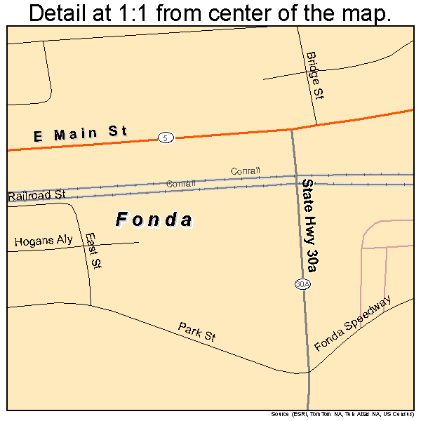 Fonda, New York road map detail