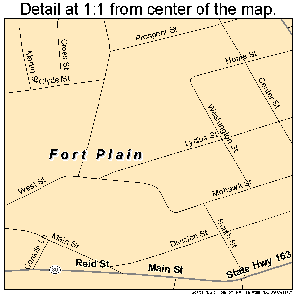 Fort Plain, New York road map detail