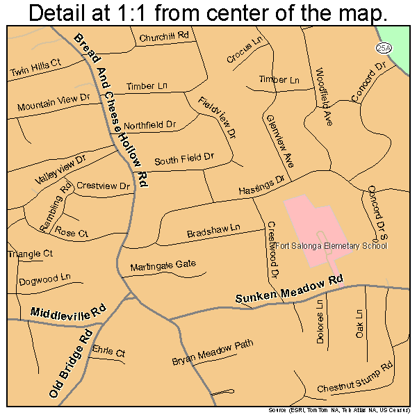 Fort Salonga, New York road map detail