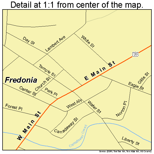 Fredonia, New York road map detail