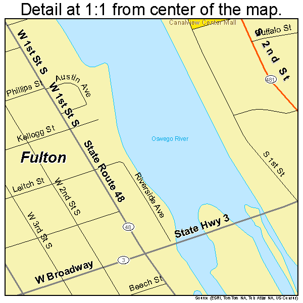Fulton, New York road map detail