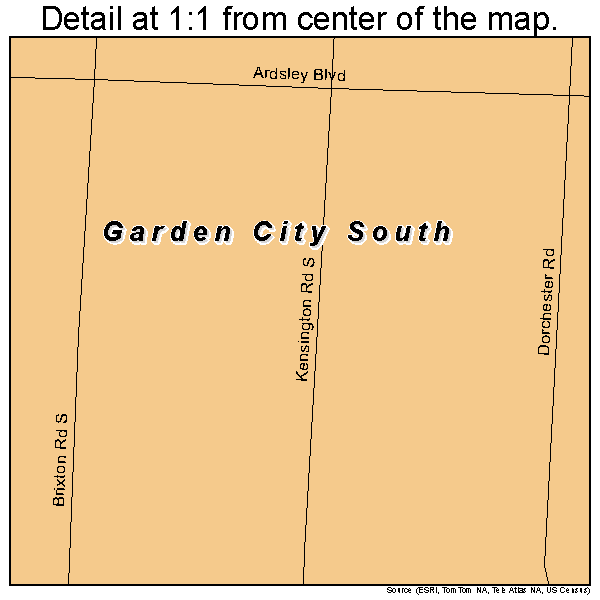 Garden City South, New York road map detail