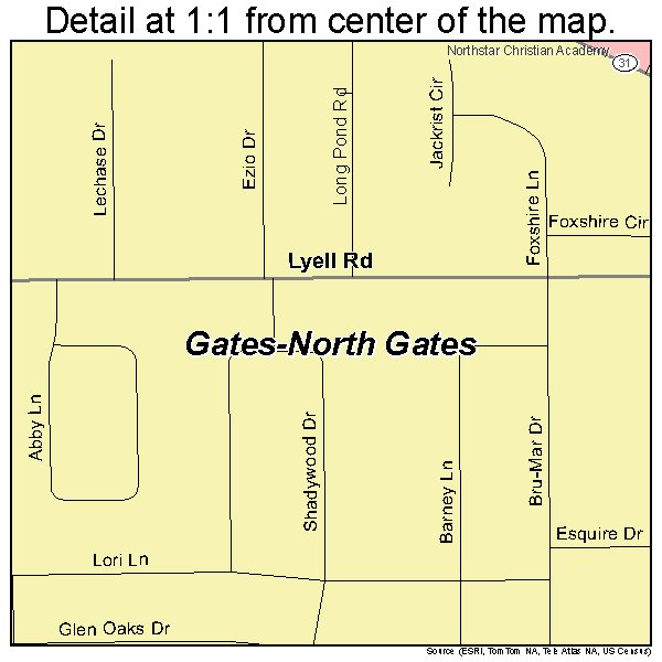 Gates-North Gates, New York road map detail