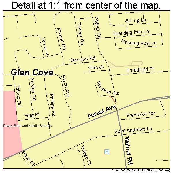 Glen Cove, New York road map detail