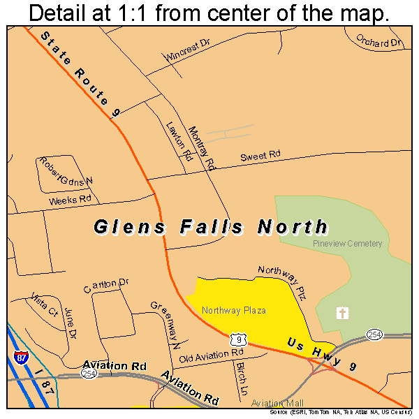 Glens Falls North, New York road map detail