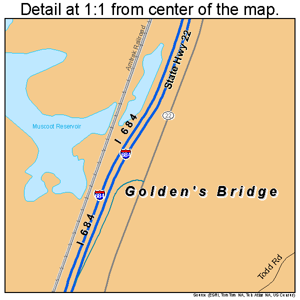 Golden's Bridge, New York road map detail