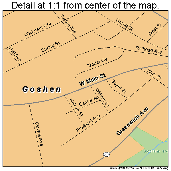 Goshen, New York road map detail