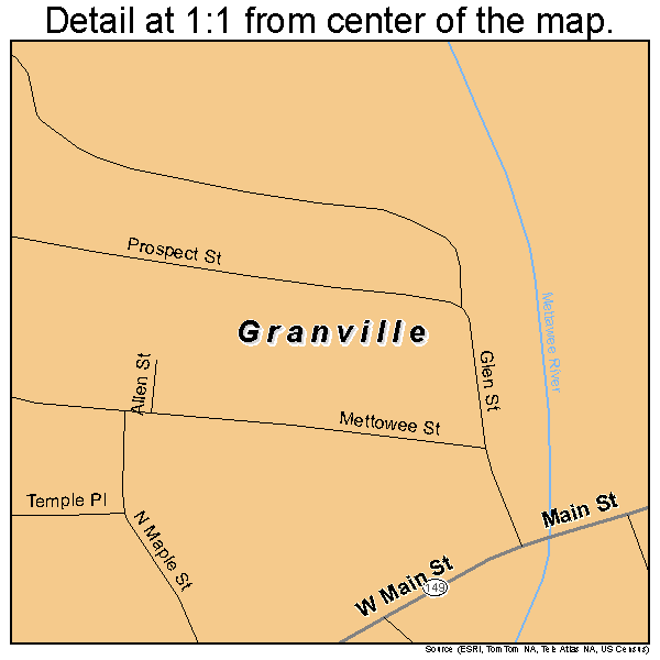 Granville, New York road map detail
