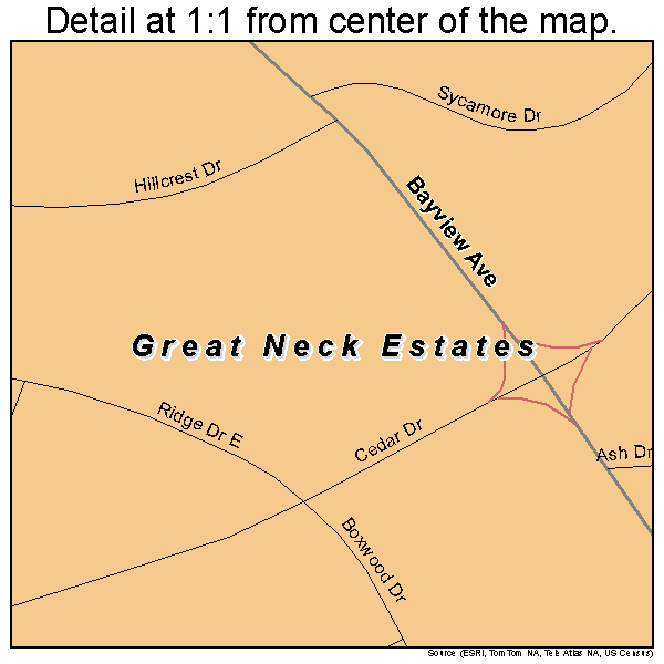 Great Neck Estates, New York road map detail