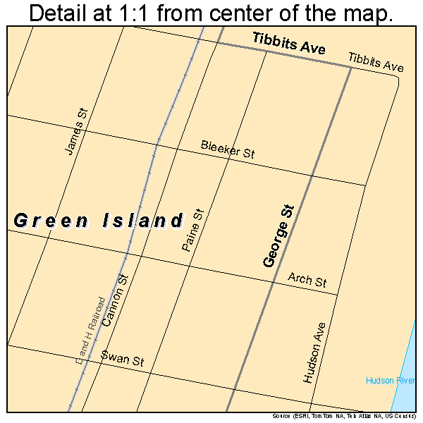 Green Island, New York road map detail