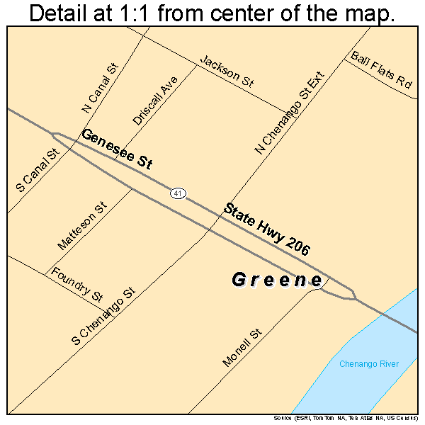 Greene, New York road map detail