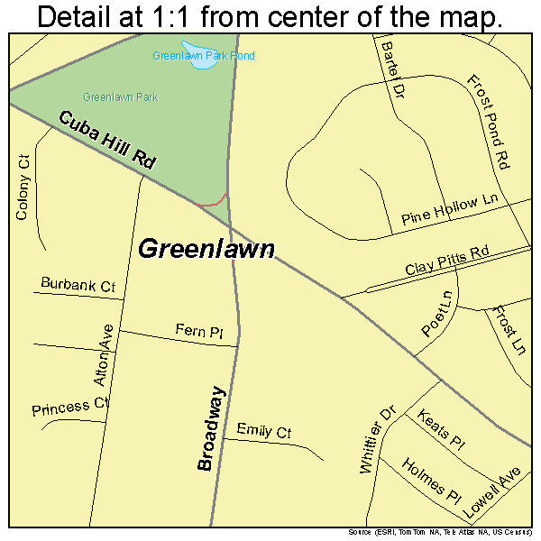 Greenlawn, New York road map detail