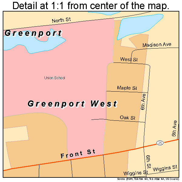 Greenport, New York road map detail