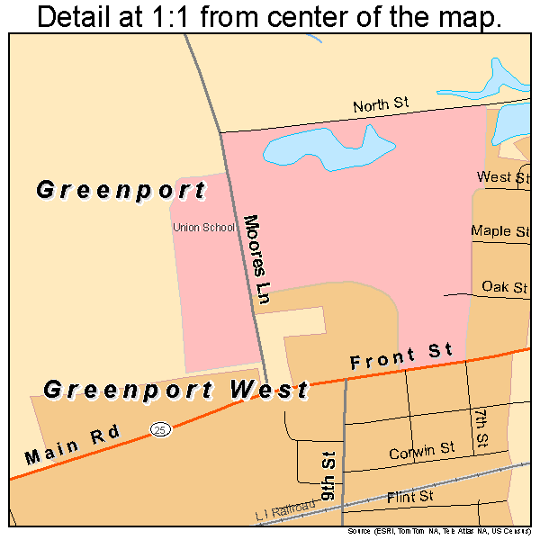 Greenport West, New York road map detail